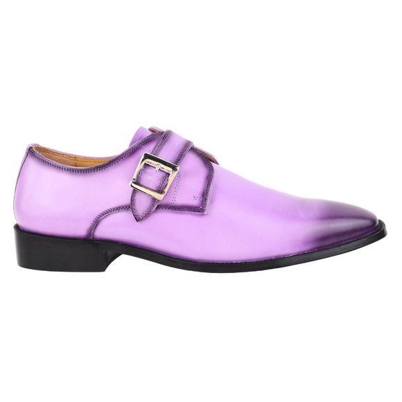 LIBERTYZENO Mens Genuine Leather Burnished Toe Buckle Closure Monkstrap Dress Sh main image 4